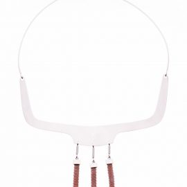 Collar de plata de 950 con hilos de cobre tejidos en telar. Lucila