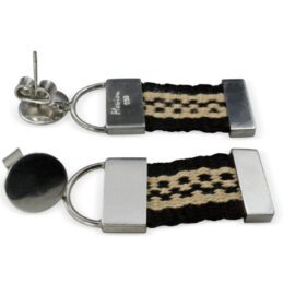 AROS DE PLATA DE 950 CON FINAS HUINCHAS DE ALGODON TEJIDAS EN TELAR