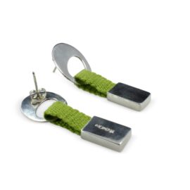 AROS DE PLATA DE 950 CON FINAS HUINCHAS DE ALGODON TEJIDAS EN TELAR