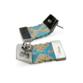 AROS DE PLATA DE 950 CON FINAS HUINCHAS DE ALGODON TEJIDAS EN TELAR