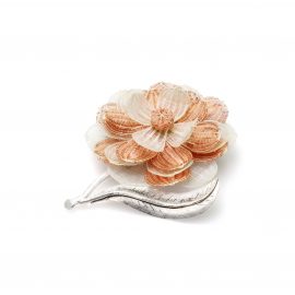 Prendedor de plata de 950 con una flor de crin y cobre