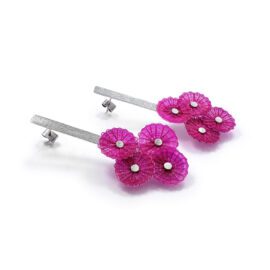 Aros de plata de 950 con 6 discos tejidos en crin.