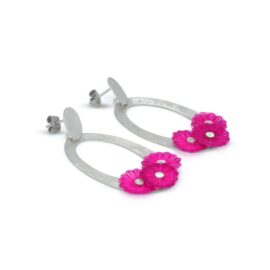 Aros de plata de 950 con 6 discos tejidos en crin.