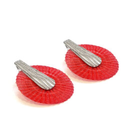 Aros de plata de 950 con dos discos tejidos en crin